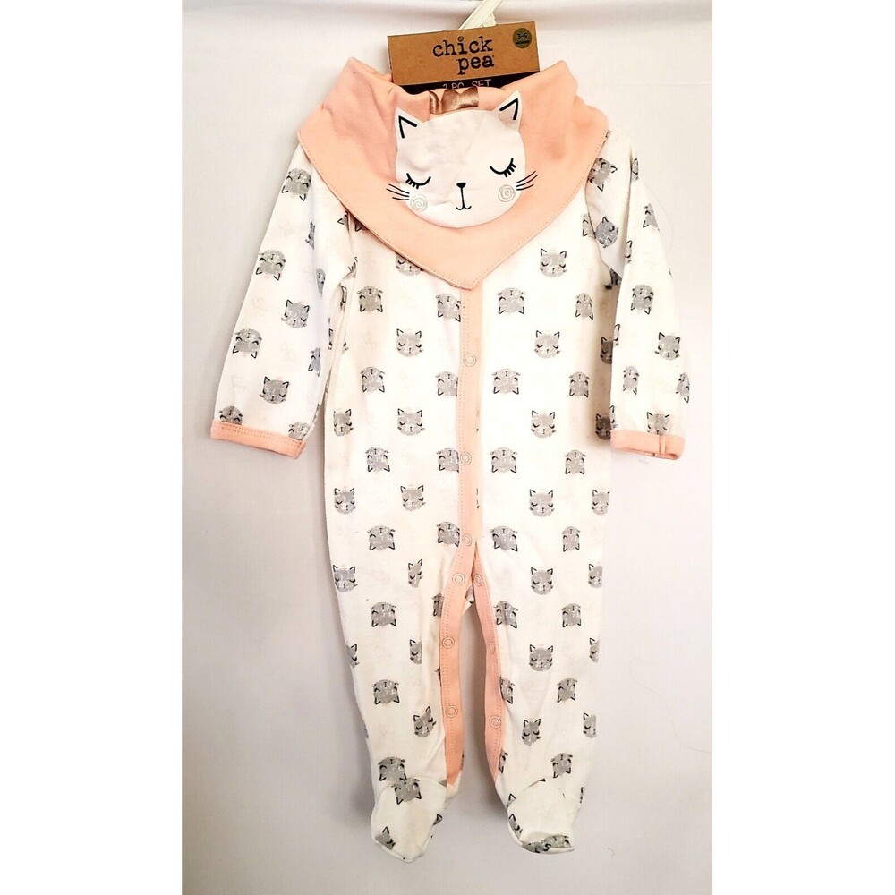 Chickpea Long Sleeve Princess Cat One Piece Jumpsuit Baby Girl 3-6 mos